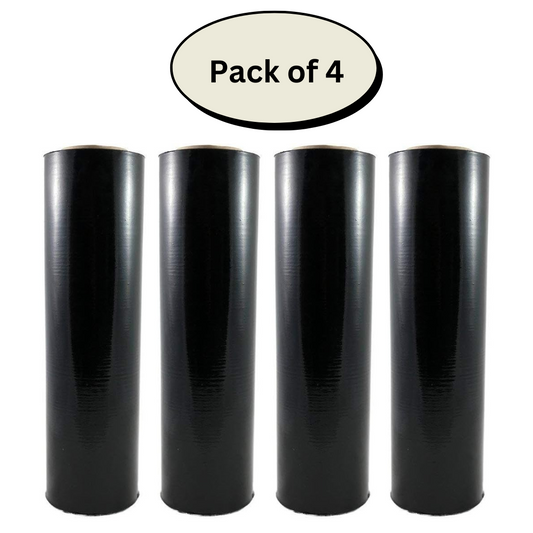 Pallet Wrap Stretch Film – Black, 18" x 20 Micron – Heavy Duty Hand Shrink Wrap, 4 Rolls
