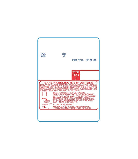 Meat Labels – Red & Blue – 580 Labels/Roll, 12 Rolls (6,960 Labels) – Self-Adhesive for Retail & Butcher Shops