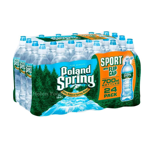 Poland Spring 100% Natural Spring Water, 23.7 oz Sports Bottles with Flip Cap (Pack of 24)
